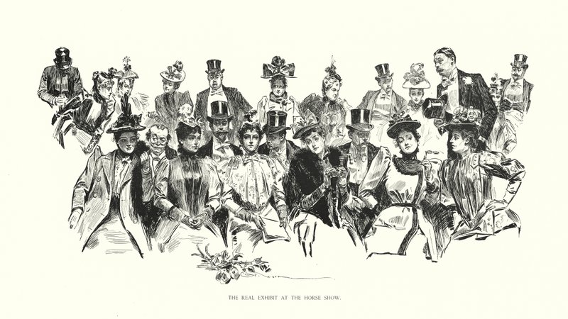 La véritable exposition au salon du cheval (lithographie) - Charles Dana Gibson