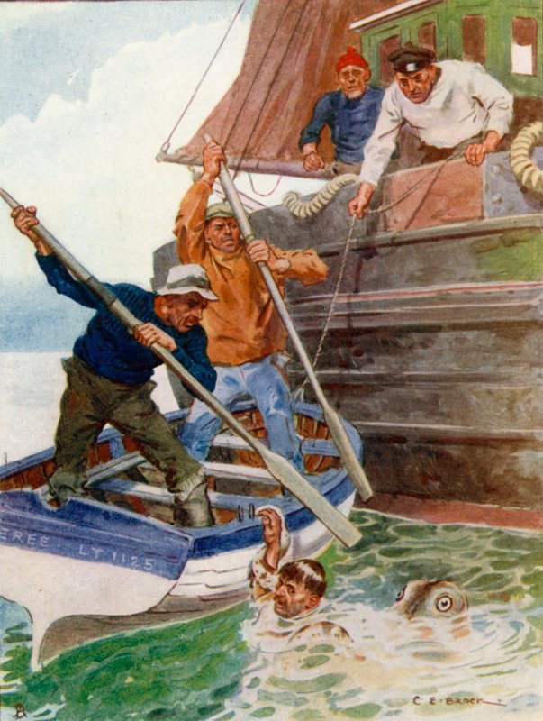 Les deux hommes dans le bateau ont commencé à frapper et creuser frénétiquement un objet répugnant - Charles Edmund Brock