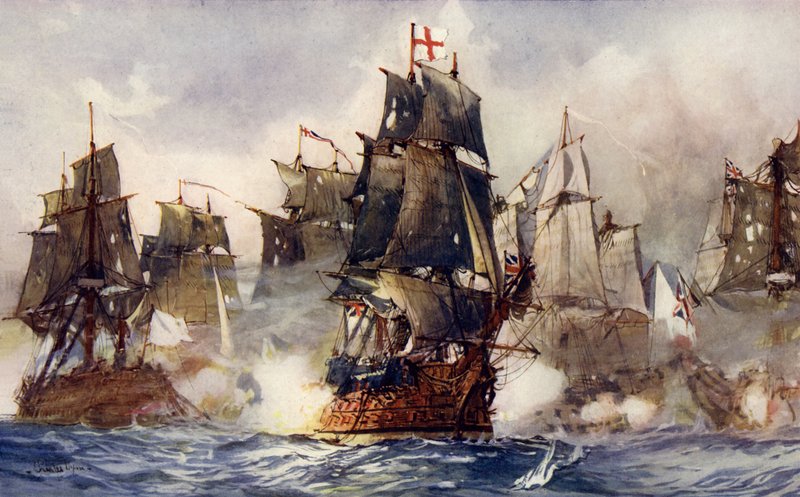 La Formidable de Rodney brisant la ligne, 1782 - Charles Edward Dixon