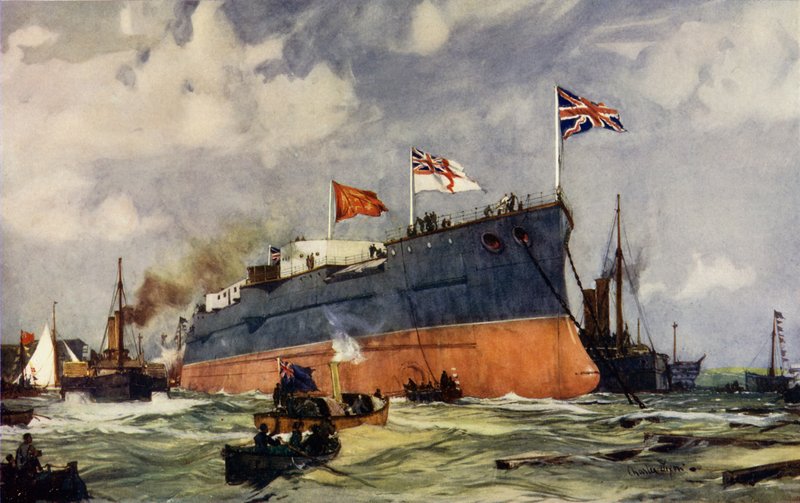 Le lancement du London à Portsmouth - Charles Edward Dixon