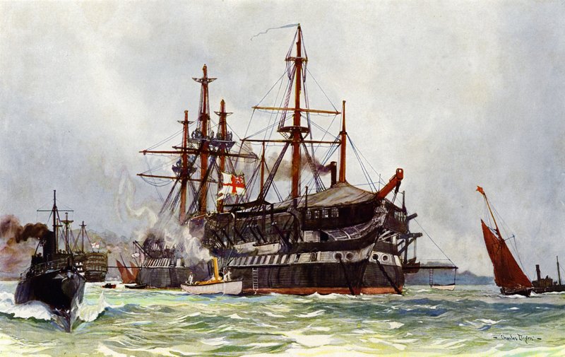 Le Vieux Implacable (Duguay Trouin) à Devonport, 1901 - Charles Edward Dixon