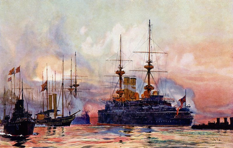 Le Prince George à Spithead : le requiem naval de la reine Victoria - Charles Edward Dixon