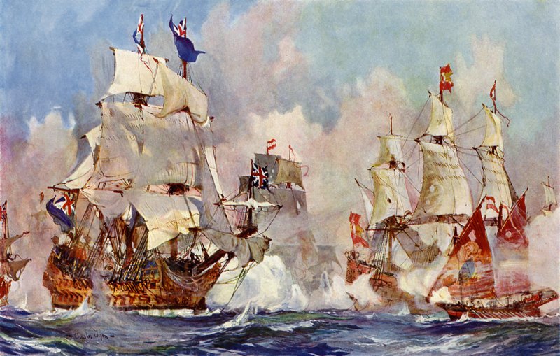 Le Prince George à la bataille de Malaga, 1704 - Charles Edward Dixon