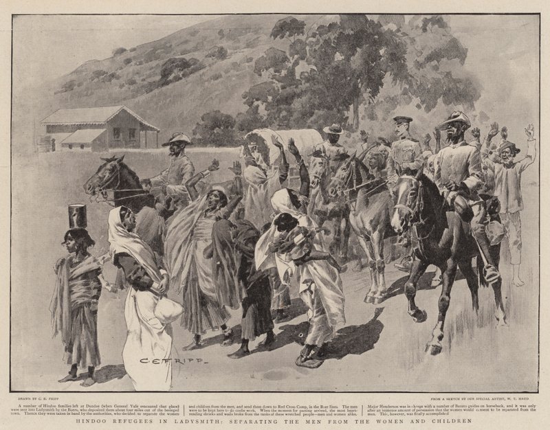 Réfugiés hindous à Ladysmith, séparant les hommes des femmes et des enfants - Charles Edwin Fripp