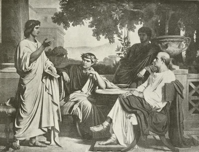 Virgile, Horace et Varius chez Mécène (gravure) - Charles François Jalabert