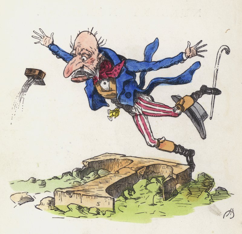 Vieil homme trébuchant sur un rocher en forme de lettre T - Charles Henry (after) Bennett