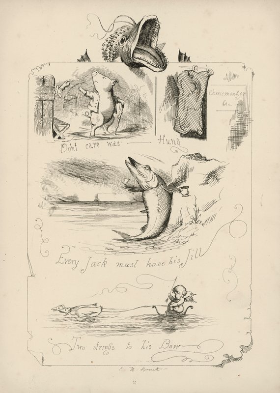 Page des Proverbes avec illustrations de Charles H Bennett - Charles Henry (after) Bennett