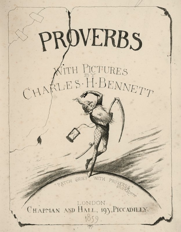 Illustration de la page de titre pour Proverbes avec illustrations (gravure) - Charles Henry (after) Bennett
