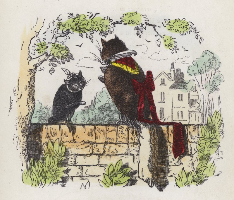 Deux chats sur un mur de jardin - Charles Henry (after) Bennett