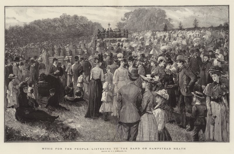 Musique pour le peuple écoutant le groupe sur Hampstead Heath - Charles J. Staniland