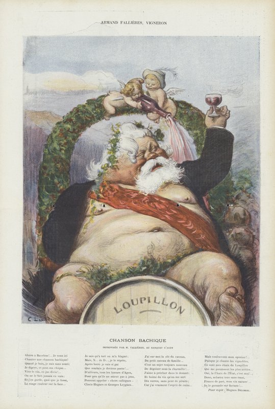 Armand Fallières, vigneron. Illustration pour Le Rire - Charles Leandre