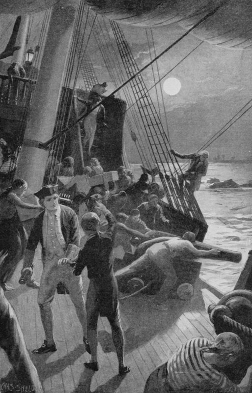 Le navire du capitaine Cook en péril, l