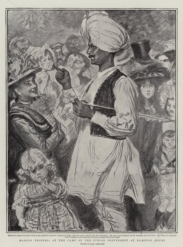 Faire des amis, au camp du contingent indien à Hampton Court - Charles Paul Renouard