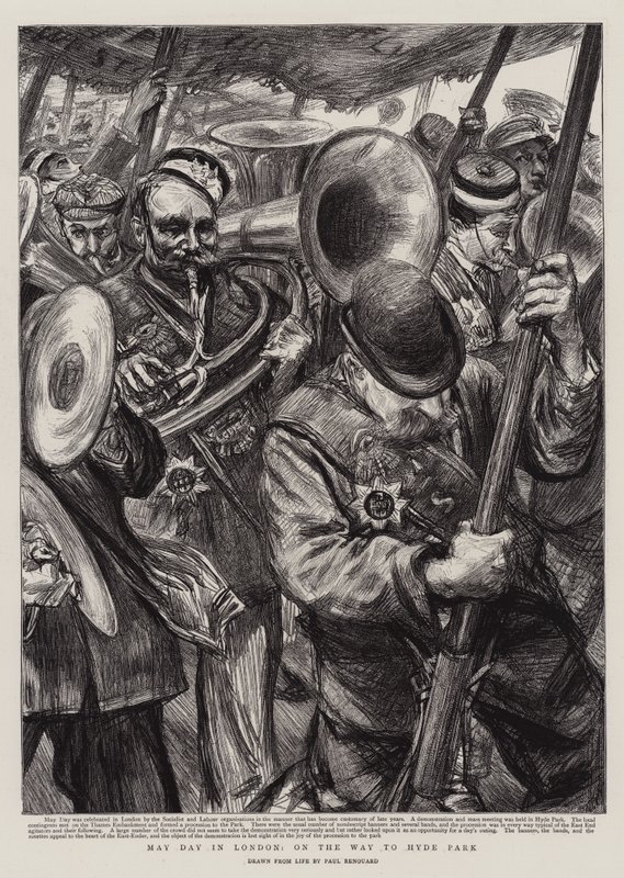 Fête du 1er mai à Londres, en route vers Hyde Park - Charles Paul Renouard