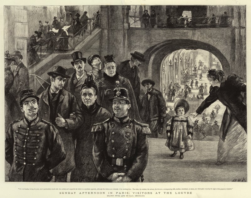 Dimanche après-midi à Paris, visiteurs au Louvre - Charles Paul Renouard