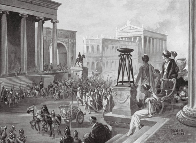 Les chefs achéens portés à Rome, 167 av. J.-C. (lithographie) - Charles Rebel Stanton
