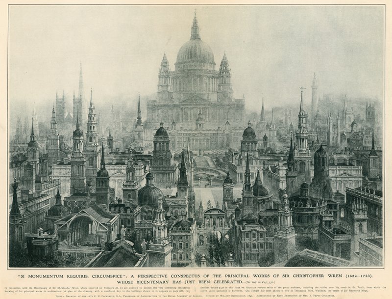 Vue perspective des principales œuvres de Sir Christopher Wren - Charles Robert Cockerell