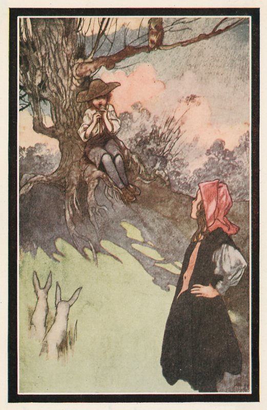 Un Garçon était Assis sous un Arbre, Jouant sur une Flûte en Bois Brut - Charles Robinson