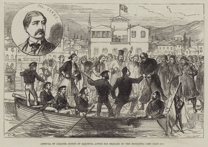 Arrivée du colonel Synge à Salonique après sa libération par les brigands - Sir John Charles Robinson