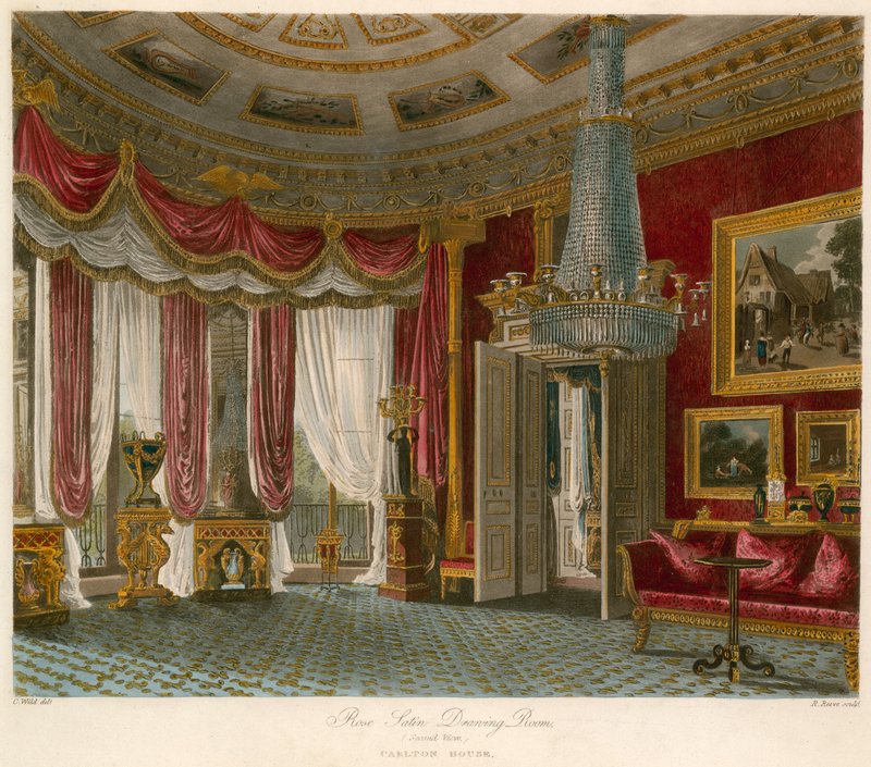Salon en satin rose, Carlton House, Londres - Charles Wild