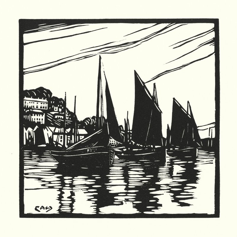 Bateaux de pêche et barges : Drifters cornouaillais, Looe - Cyril A. Wilkinson