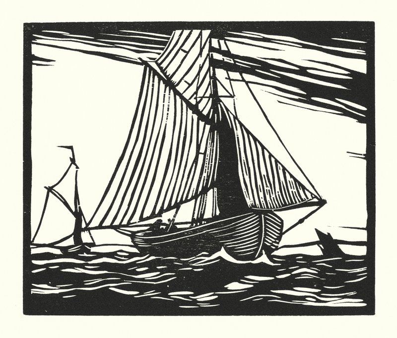 Bateaux de pêche et barges : Smack de pêche, début du XIXe siècle - Cyril A. Wilkinson