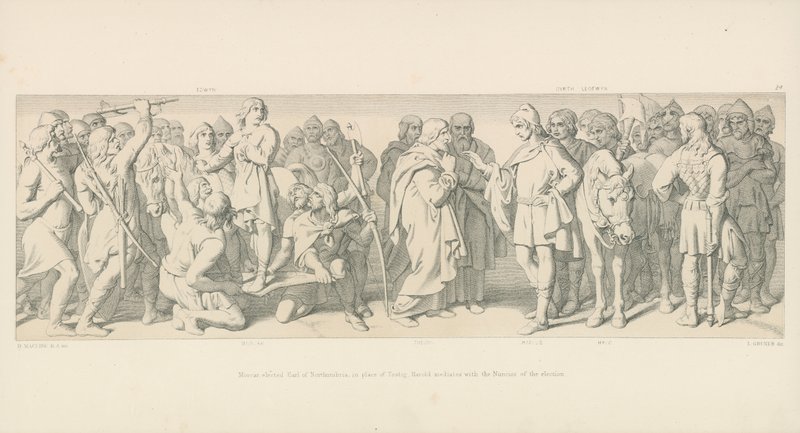 Morcar, élu comte de Northumbrie, à la place de Tostig, Harold médite avec les Nuneios de l