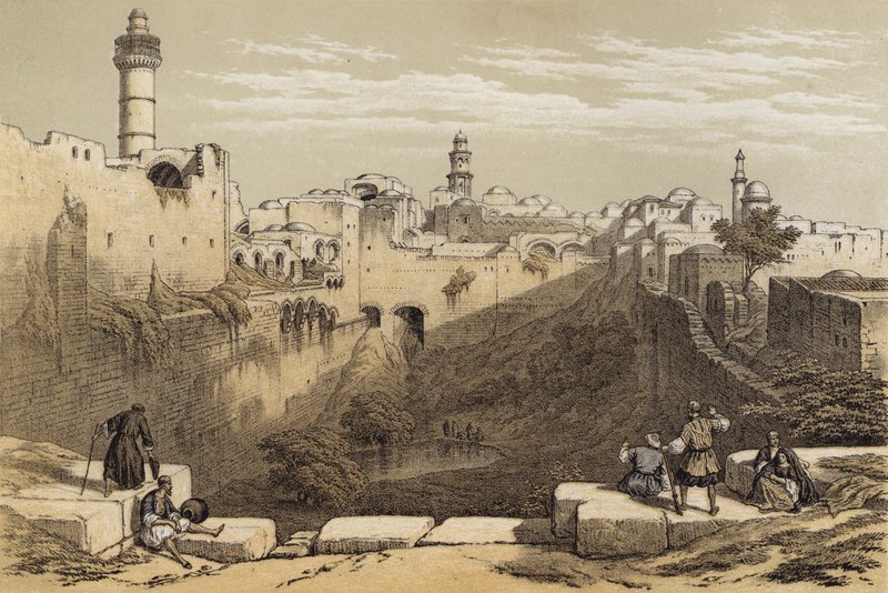La Piscine de Bethesda (lithographie en couleur) - David (after) Roberts