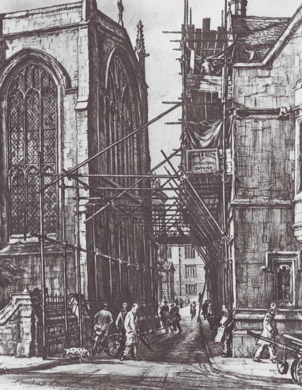 Oxford : Catte Street (litho) - David Muirhead (after) Bone