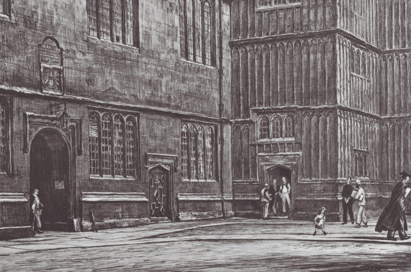 Oxford : Entrée, Old Bodleian (lithographie) - David Muirhead (after) Bone