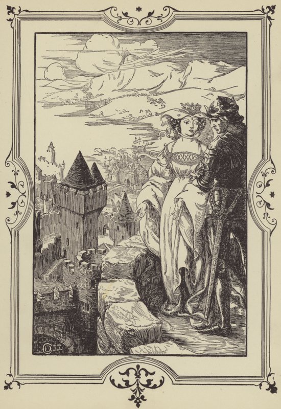 « Annoure a amené le Roi sur les remparts » (lithographie) - Dora Curtis