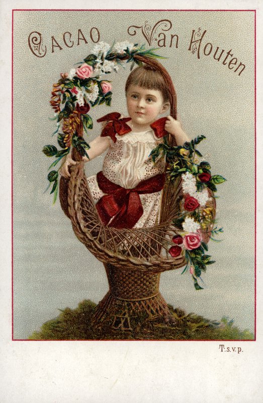 Fille avec bouquet floral, publicité pour le chocolat - Dutch School
