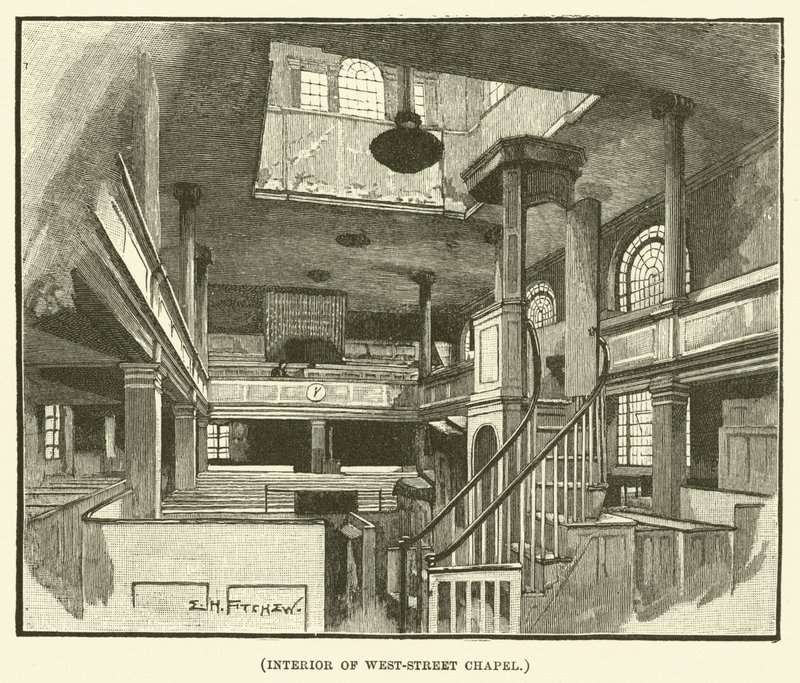 Intérieur de la chapelle de West-Street (gravure) - E.H. Fitchew
