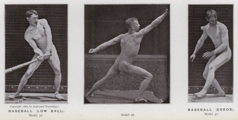 La figure humaine en mouvement : Baseball, balle basse ; Baseball, erreur - Eadweard Muybridge
