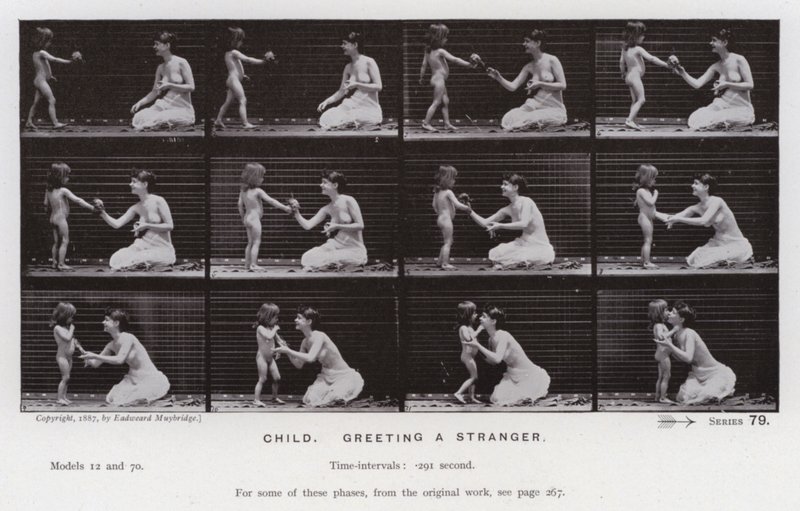 La figure humaine en mouvement : Enfant, saluant un étranger (photo n/b) - Eadweard Muybridge