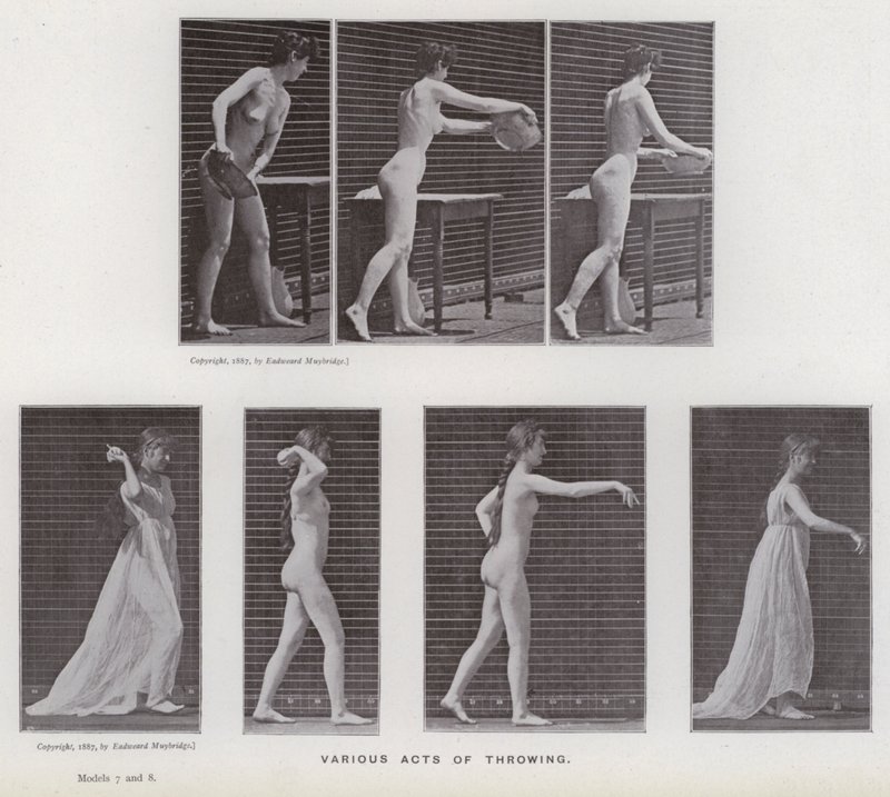 La figure humaine en mouvement : Divers actes de lancer - Eadweard Muybridge