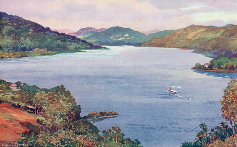 Un aperçu du grand lac artificiel à Riberao das Lages, construit par la Rio de Janeiro Tramway, Light and Power Company - Edgar L. Pattison