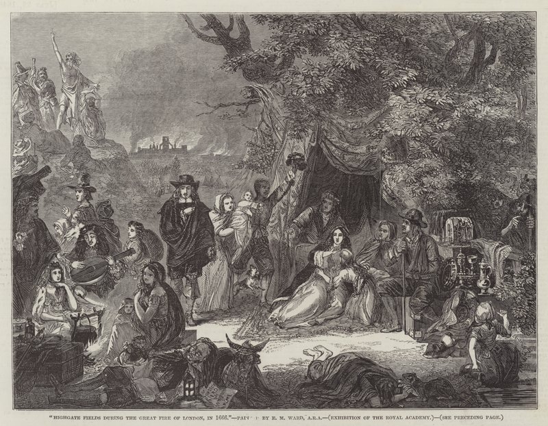 Champs de Highgate pendant le Grand Incendie de Londres, en 1666 - Edgar Melville Ward