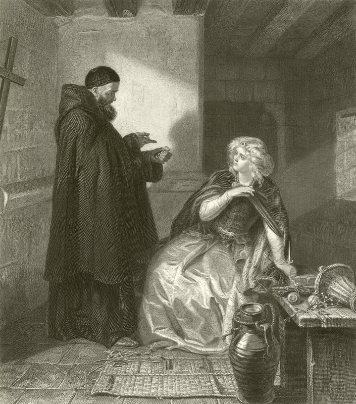 Juliette dans la cellule de Frère Laurent (gravure) - Edgar Melville Ward