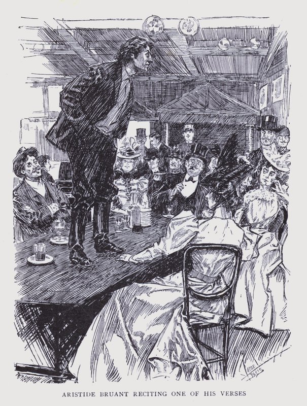 Paris bohème : Aristide Bruant récitant un de ses vers (litho) - Edouard Alfred (1875 1954) Cucuel