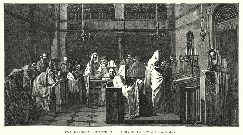 Synagogue pendant une lecture de la Torah - Edouard Moyse