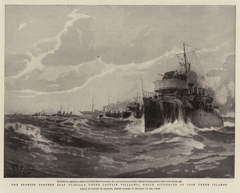 La flottille de torpilleurs espagnols sous le commandement du capitaine Villaamil qui s