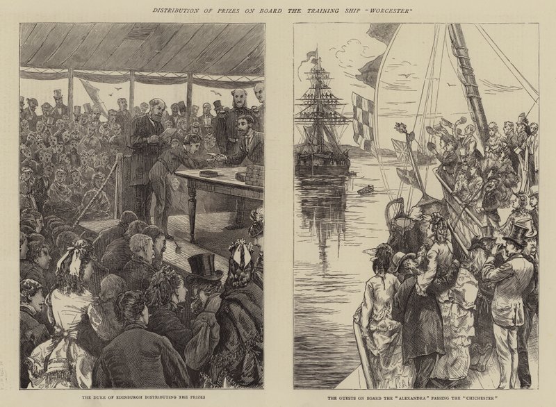Distribution des prix à bord du navire-école Worcester - Edward Frederick Brewtnall