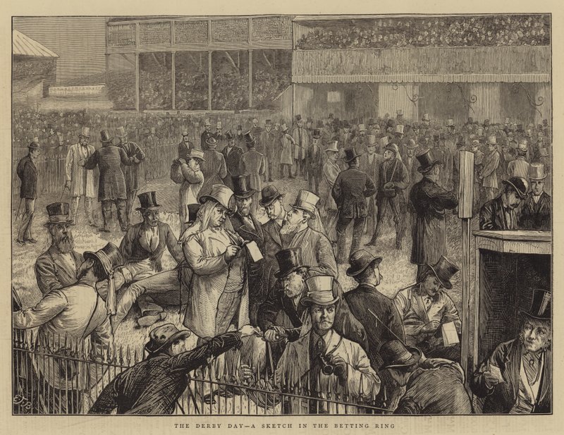 Le jour du Derby, une esquisse dans le ring des paris - Edward Frederick Brewtnall