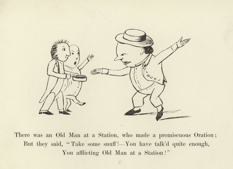 Il y avait un vieil homme à une gare, qui faisait un discours promiscu - Edward Lear