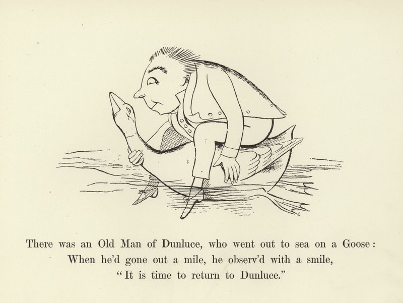 Il y avait un vieil homme de Dunluce, qui est allé en mer sur une oie - Edward Lear