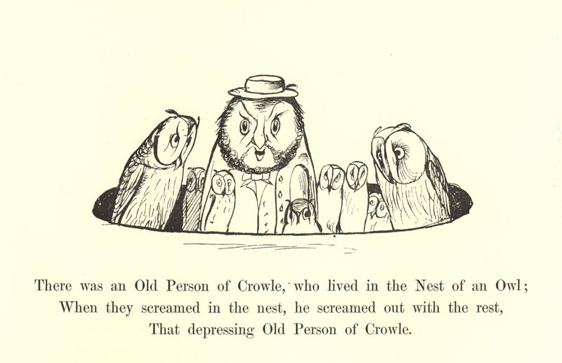 Il y avait une vieille personne de Crowle, qui vivait dans le nid d