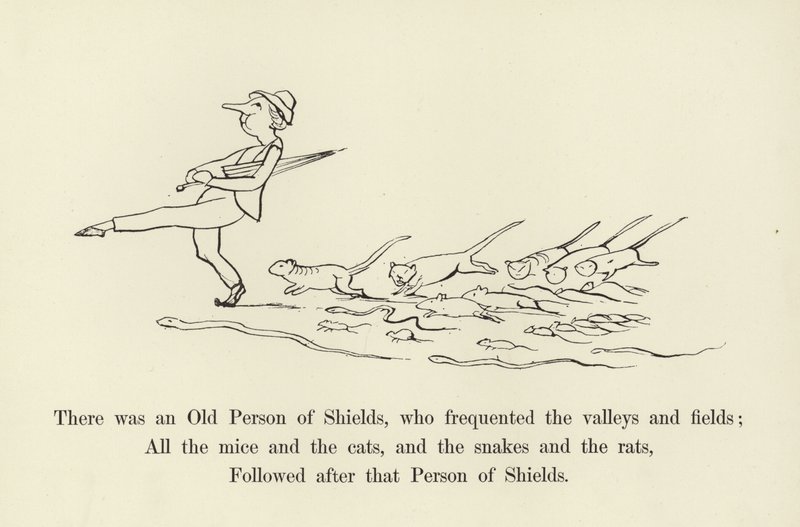 Il y avait une vieille personne de Shields, qui fréquentait les vallées et les champs - Edward Lear