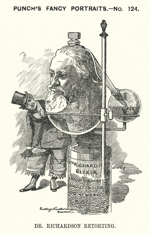 Caricature de Punch : Benjamin Ward Richardson, médecin anglais (gravure) - Edward Linley (after) Sambourne