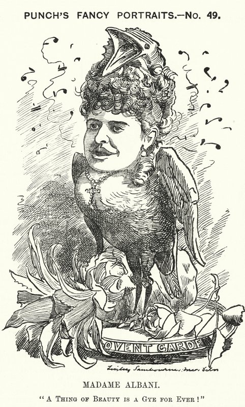 Caricature de Punch : Emma Albani, chanteuse d